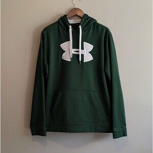 Under Armour Mens Large Hoodie Hunter Green Loose Fit Pullover Sweatshirt L